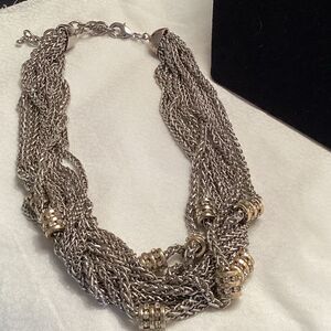 Gorgeous Silvertone Adjustable Choker Necklace 11 Strand